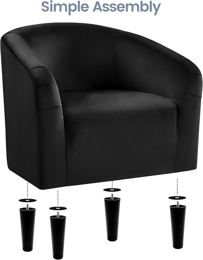 Yaheetech Barrel Chair, Modern Accent Chair Comfy Velvet Armchair Club Sofa - Image 8