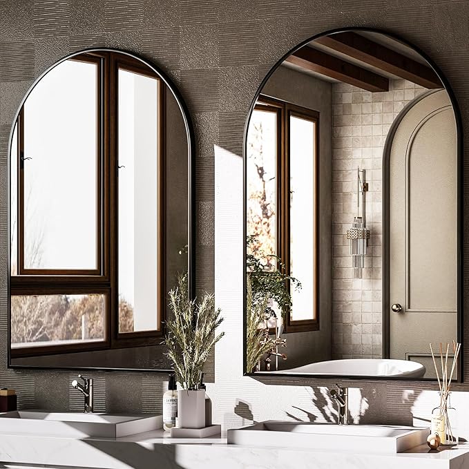 HARRITPURE Arched Wall Mirror – 26"x38" Arch Bathroom Mirror Metal Frame Vanity - Image 5
