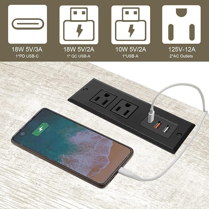 18" Wide End Table with Fast Charging Station Set of 2, 18” Wide Sofa End Table - Image 3