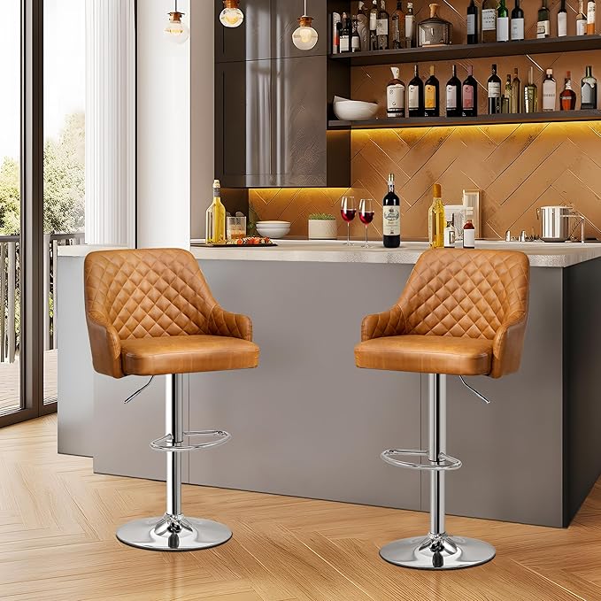 VECELO Adjustable Bar Stools Set of 2, Bar Height Stools - Image 2