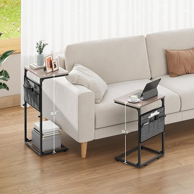 Vagusicc C Shaped End Table, Adjustable Height Small Couch Side Table - Image 8