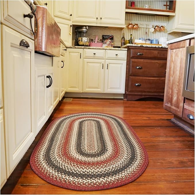 Homespice Chester Red Braided Rugs 27x45 Oval Country Style Rugs - Image 10