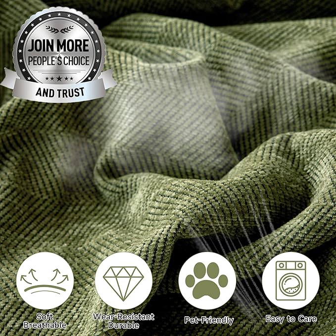 STACYPIK Soft Matcha Green Sectional Couch Covers Minimalist Sofa Throw Cover - Image 5