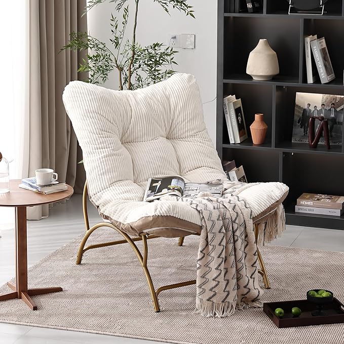 Welnow Accent Lounge Lazy Chair, Comfy Soft Leisure Metal Frame Reading Chair - Image 4
