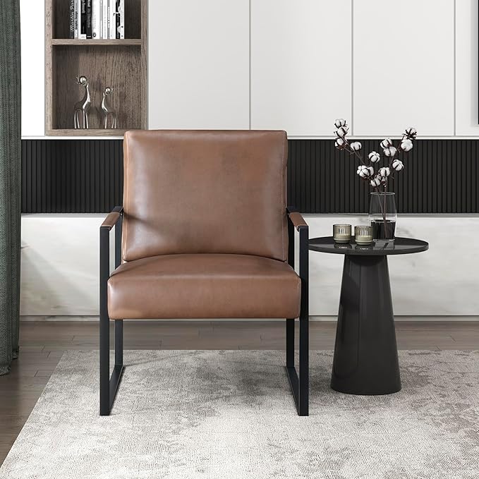 Lexicon Modern Accent Chair, Faux Leather Upholstered Living Room Chair - Image 10
