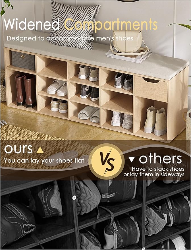 DINZI LVJ Shoe Bench, Entryway Storage Bench - Image 4