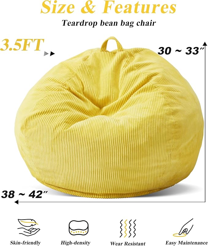 3.5FT Bean Bag Chairs Teardrop Bean Bag Chair - Image 2