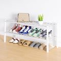 Smiry Shoe Rack, 2 Tier Long Bamboo Shoe Organizer, Stackable Free Standing by Smiry