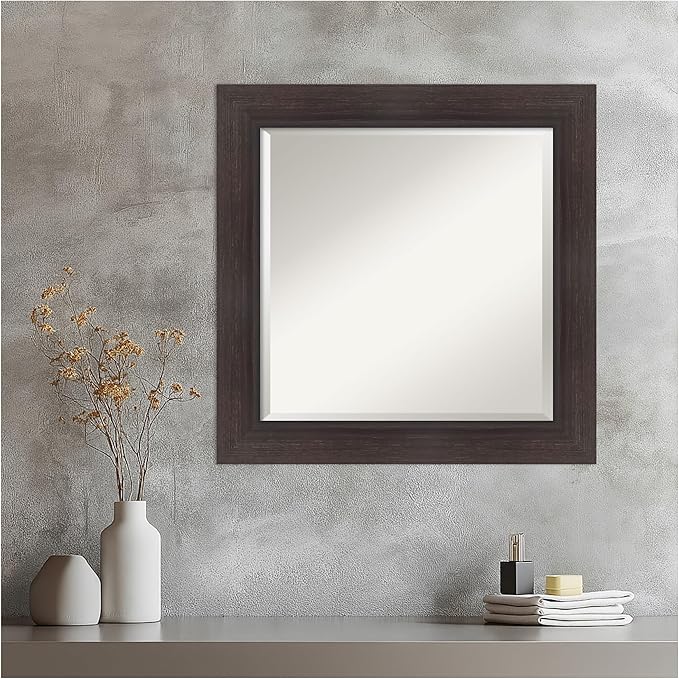 Amanti Art Brown Wall Mirror 26x26 Sloped Espresso Square Bathroom Mirror - Image 5