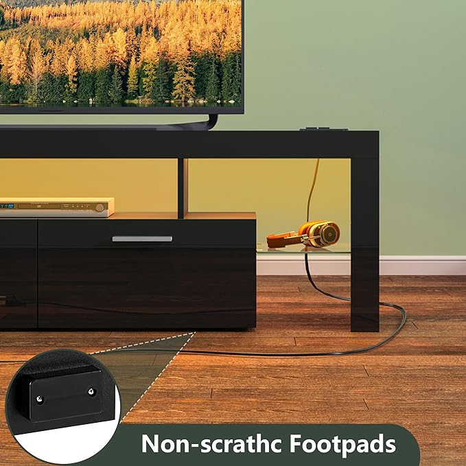 Clikuutory Modern LED Black 67 inch TV Stand - Image 9