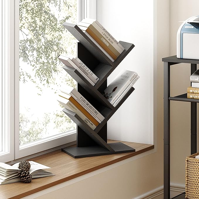 Hoctieon 4 Tier Tree Bookshelf, 4 Shelf Bookcase, Free Standing Tree Bookcase - Image 8