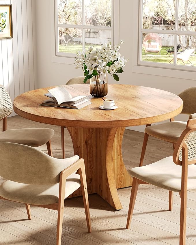 LITTLE TREE Round Dining Table for 4-6, 47.24 Inches Kitchen Table - Image 6