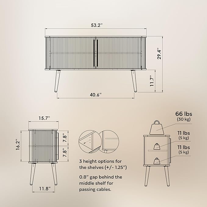 WERMO 53'' Green Cabinet with Doors and Shelves - Image 2