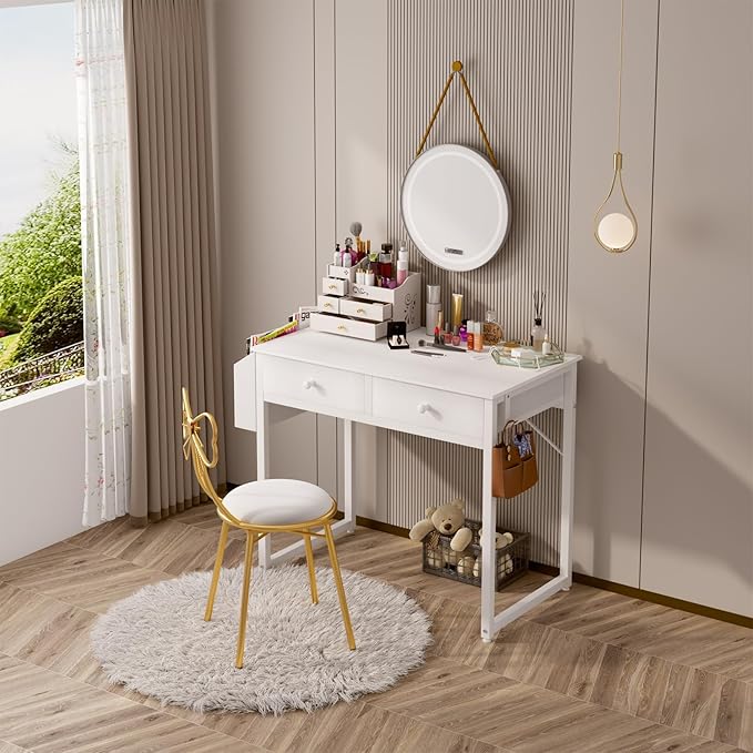 Lufeiya Small White Desk with Drawers - Image 4