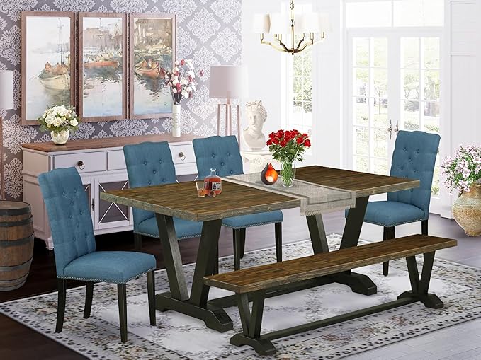 East West Furniture V677EL121-6 6 Piece Modern Dining Table Set Contains a - Image 2