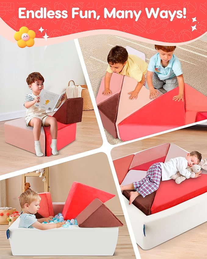 Kids Play Sofa, Tangram Square Puzzles Couch Furniture, Modular Kids Play - Image 7