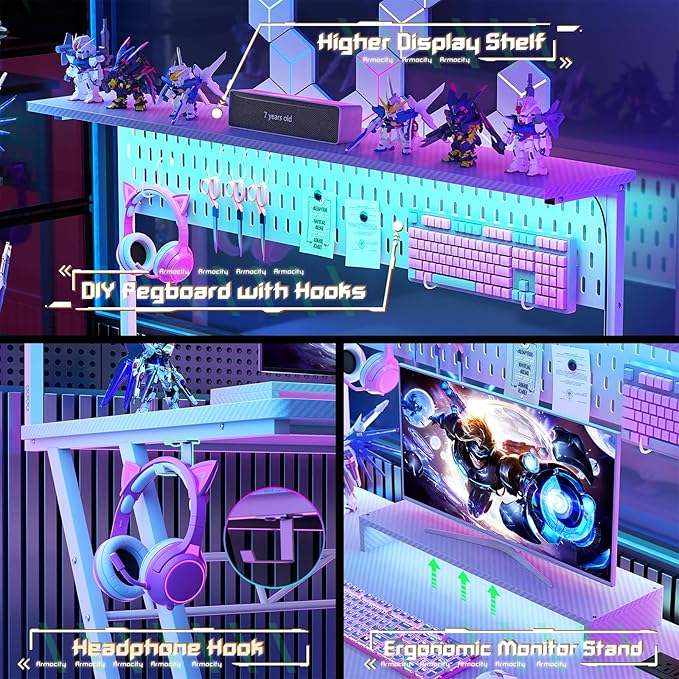 Armocity 53'' White Gaming Desk - Image 5