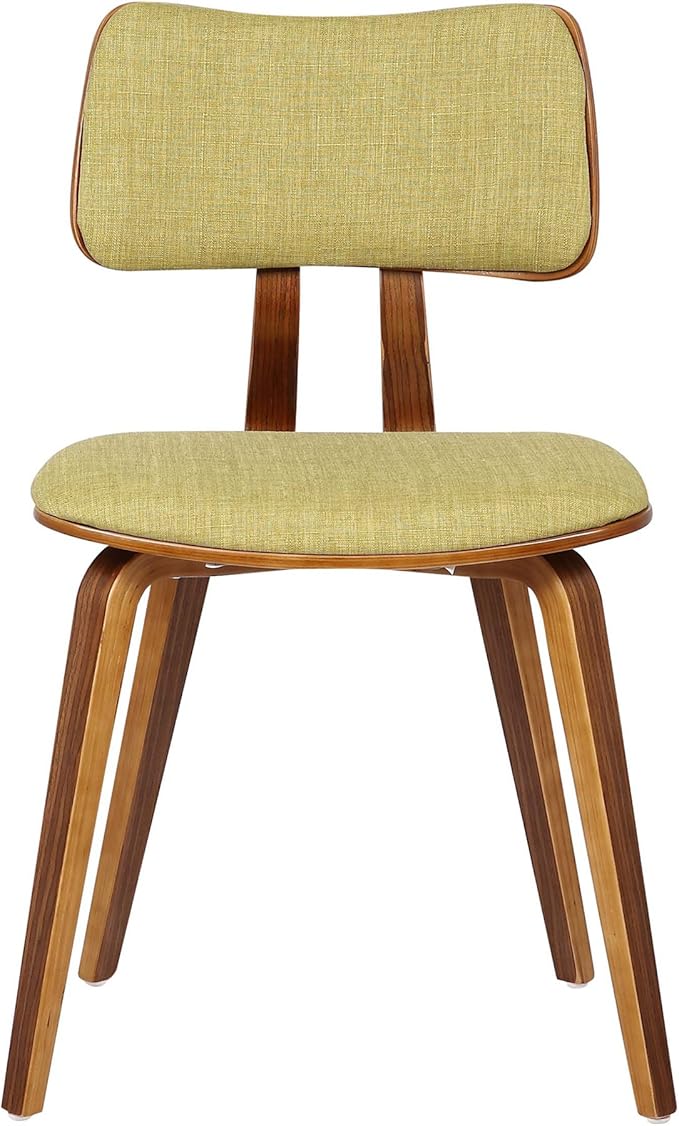 Armen Living Jaguar Mid-Century Dining Chair in Walnut Wood and Green Fabric - Image 3