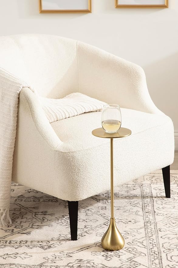 Kate and Laurel Hersi Decorative Modern Pedestal Drink Table; 7 x 7 x 20; Gold; - Image 2