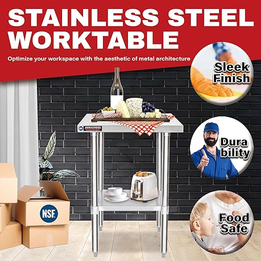 DuraSteel 24x18 Small Stainless Steel Table - Image 3