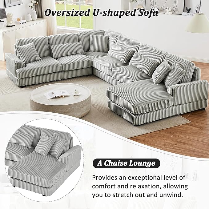129" Oversized U Shaped Modular Sectional Sofa Couch - Image 8