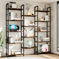 Shintenchi Triple Column 5 Tier Bookshelf, Industrial Large Bookcase Display by Shintenchi