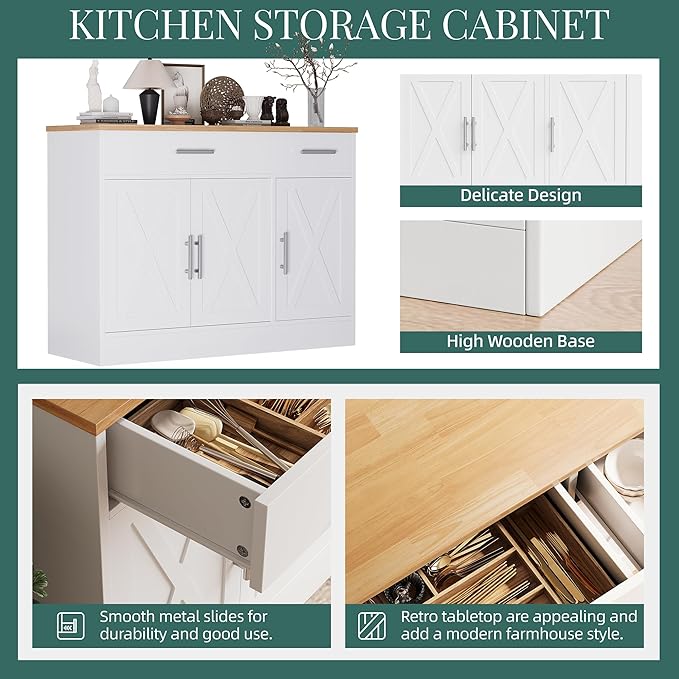 Shintenchi Modern Farmhouse Sideboard Buffet Cabinet - Image 6