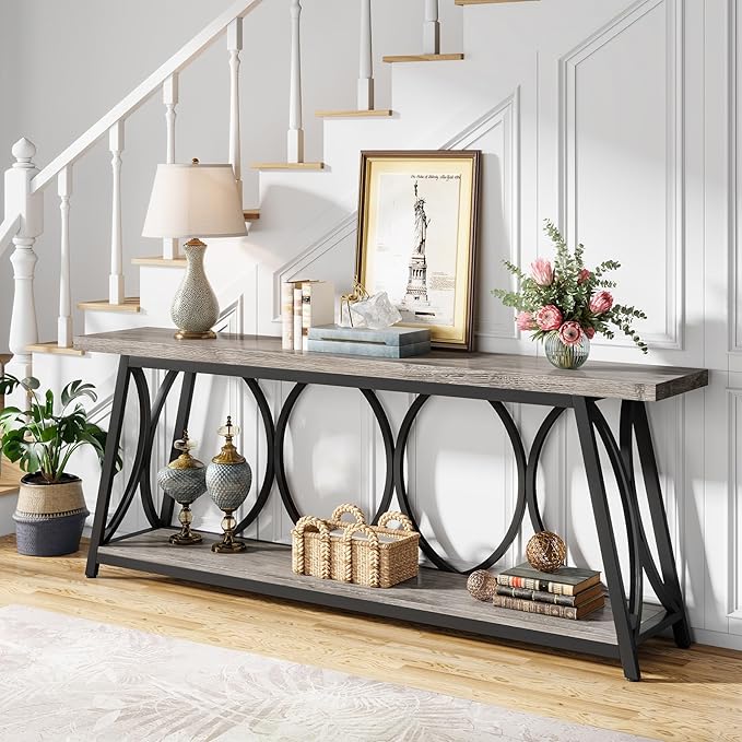 Tribesigns 70.9 inch Extra Long Console Table, Industrial Sofa Table Behind - Image 5