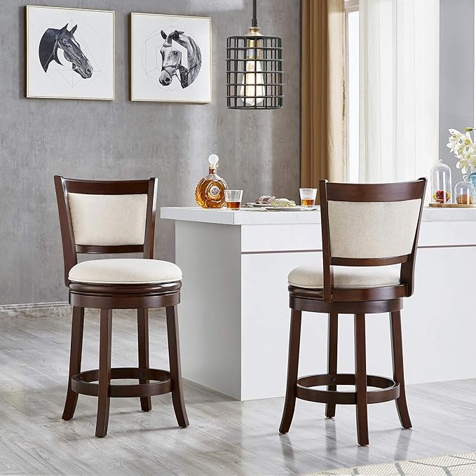 Ball & Cast Swivel Barstool Upholstered Counter Stool 24 inch Kitchen Wooden - Image 2