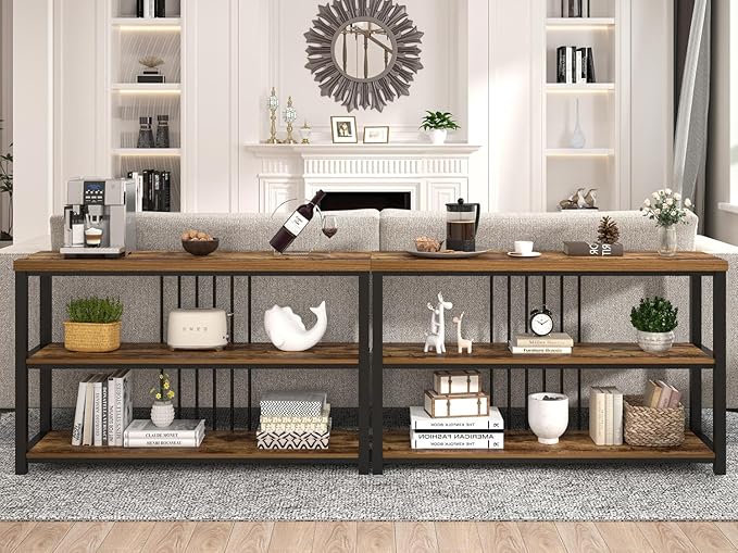 FOLUBAN Industrial Console Table, 3 Tier Entryway Table, Sofa Foyer Table - Image 5