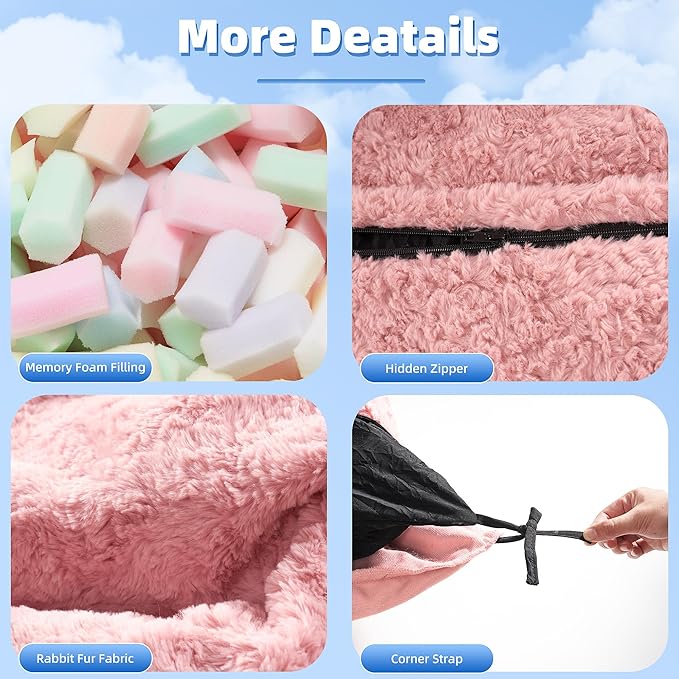HABUTWAY 4 in 1 Bean Bag Chair, Giant Memory Foam Filling Bean Bag Sofa - Image 4