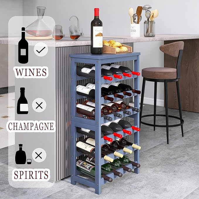 Wine Rack, 6 Tier 24 Bottles Bamboo Wine Organizer Holder, Floor Freestanding - Image 5