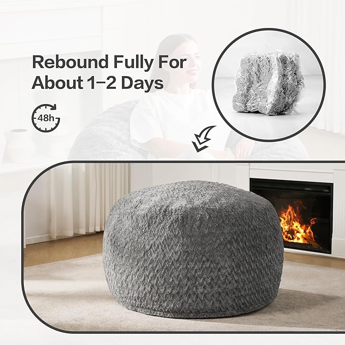 Hobestluk 3ft Bean Bag Chairs for Adults Large Beanbag Chair - Image 8
