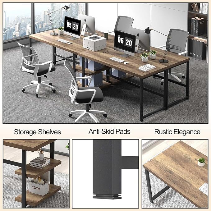 FOLUBAN 60 Inch Home Office Desk, Large Computer Desk - Image 6