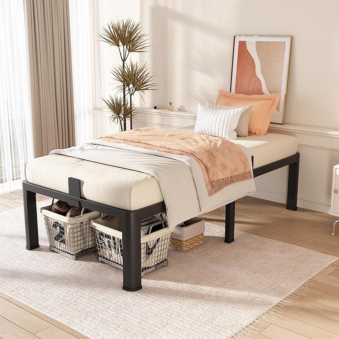 FUIOBYVV Twin Bed Frames with Round Corner Edge Legs 16 inch High 3500 lbs - Image 2