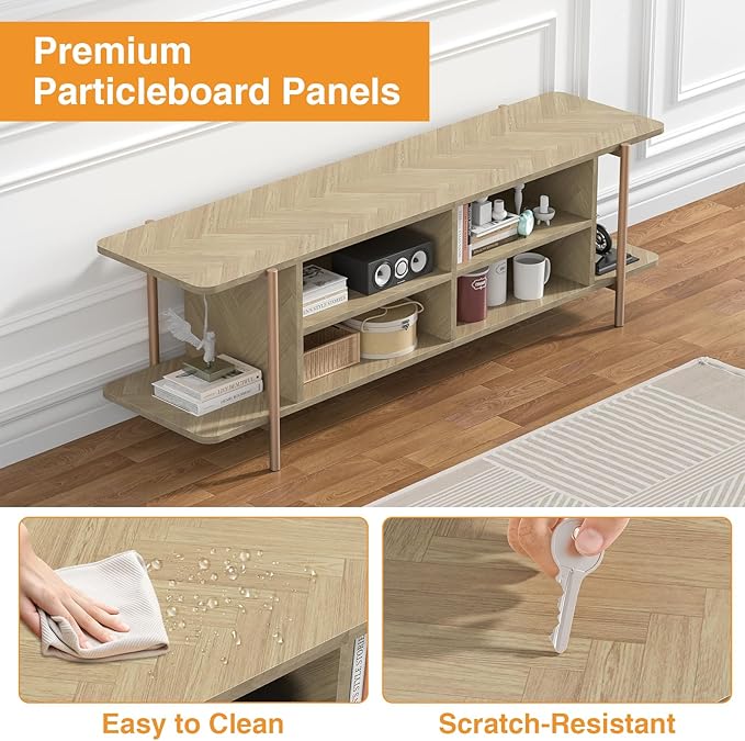 Giluta TV Stand for TV up to 75 Inch, Wood TV Cabinet - Image 7