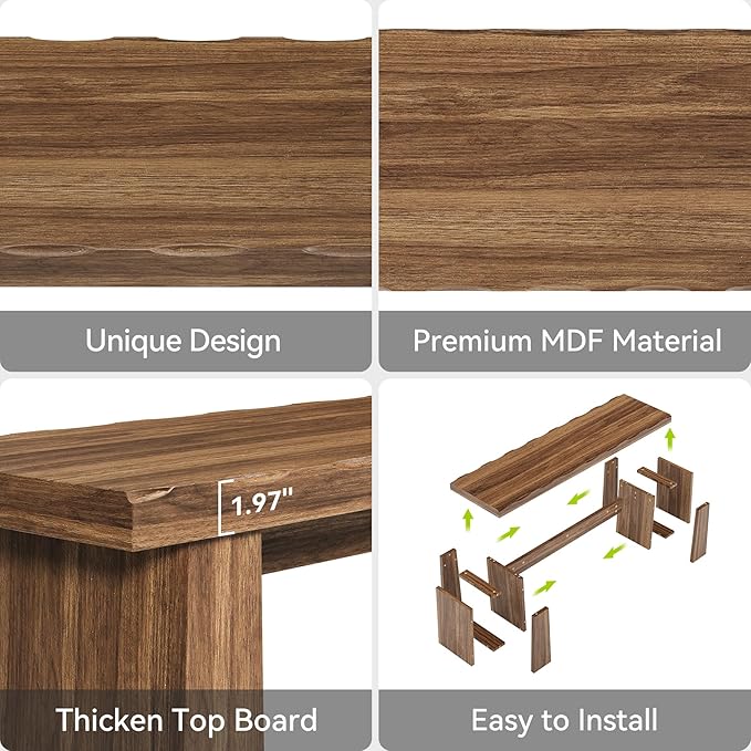 LITTLE TREE 47-Inch Wooden Entryway Bench, Farmhouse Dining Bench - Image 7
