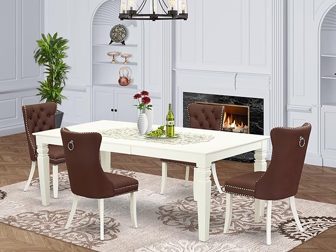 East West Furniture LGDA5-LWH-26 5 Piece Dining Room Set Consists of a - Image 2