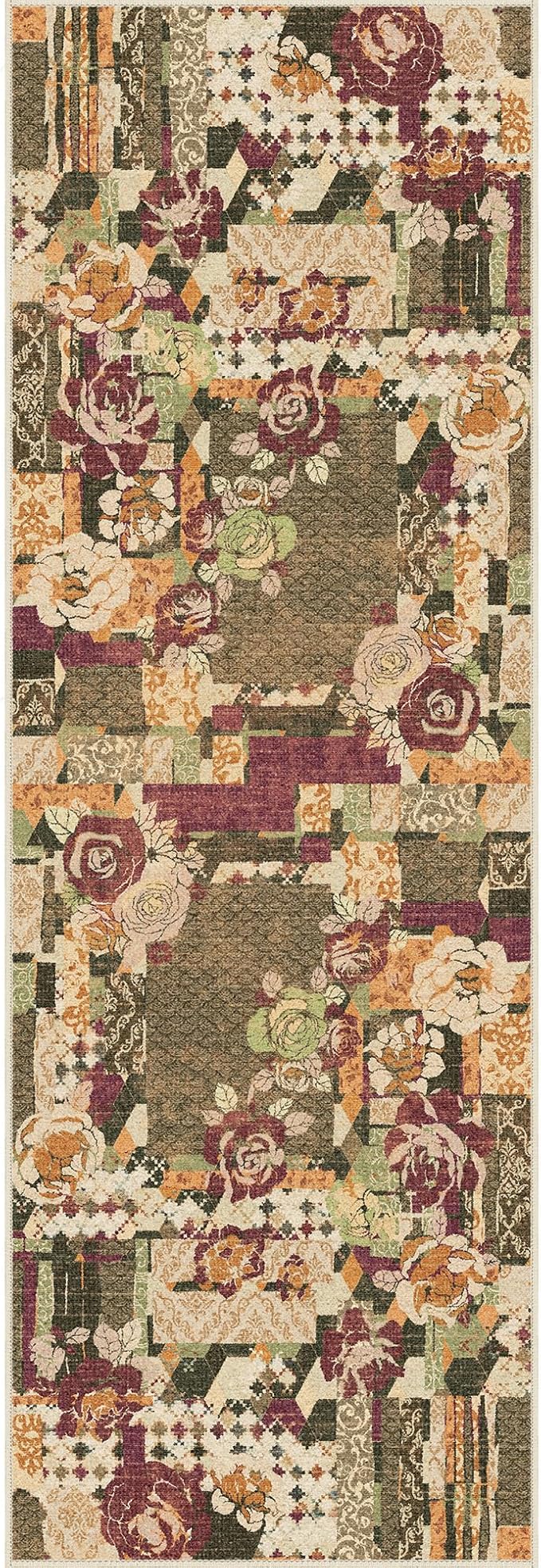 GENIMO Floral Runner Rug 2X6, Machine Washable Non Slip Vintage Patchwork - Image 9