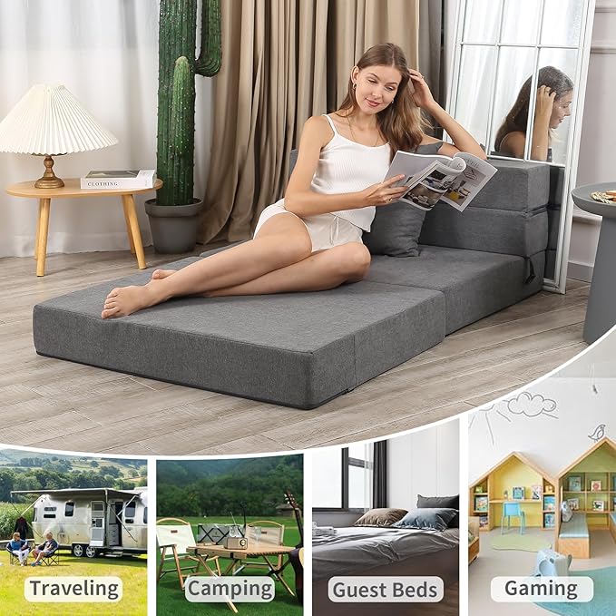 Futon Sofa Bed, High-Density Memory Foam Couch - Image 6