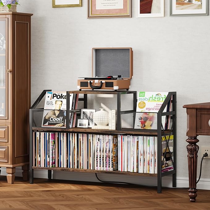 Homeiju Record Player Stand Holds up to 500 Albums, Turntable Stand - Image 5