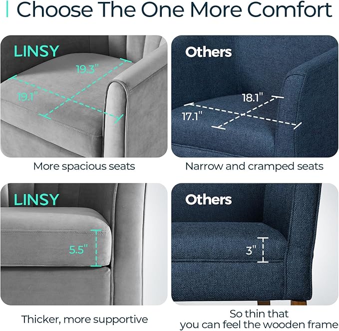LINSY Swivel Accent Chair with Ottoman: Small Velvet Barrel Chair 360 Swivel - Image 4