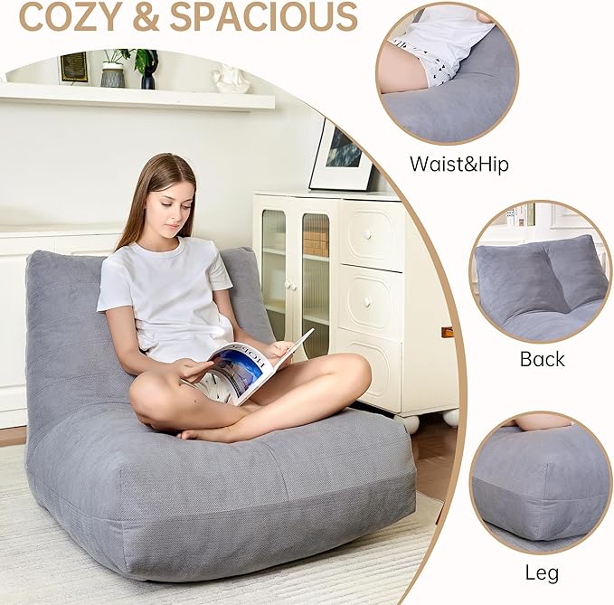 Bean Bag Chairs for Adults, Memory Foam Bean Bag Chair, Spacious Single Sofa - Image 4