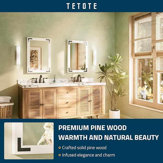 TETOTE 18 x 26 White Wood Mirror - Image 2