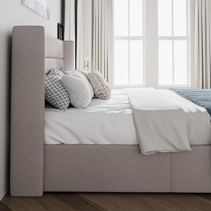SHA CERLIN Full Size Lift Up Storage Bed/Modern Wingback Headboard/Upholstered - Image 6