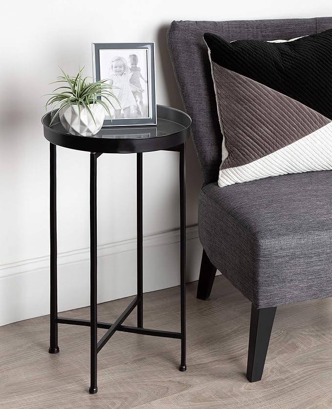 Kate and Laurel Celia Round Foldable Tray Accent Table, Modern Minimalist - Image 2