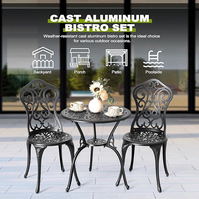 NUU GARDEN 3 Pieces Patio Bistro Set, Round Table - Image 7