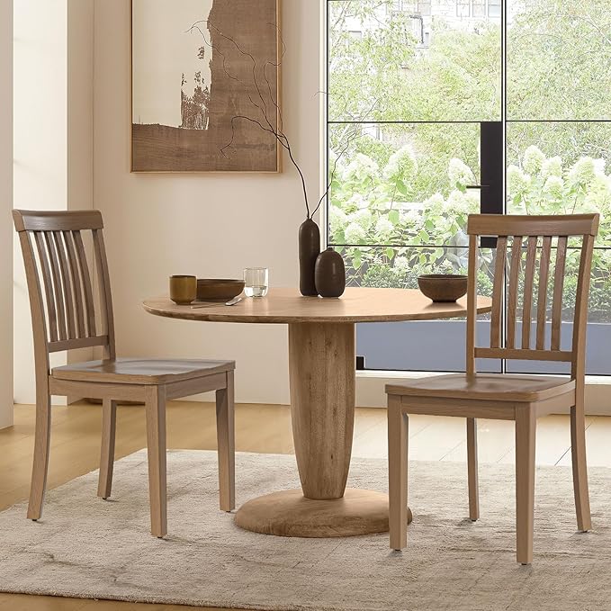 COLAMY Wooden Dining Chairs Set of 2, Solid Rubberwood Kitchen & Dining Room - Image 2