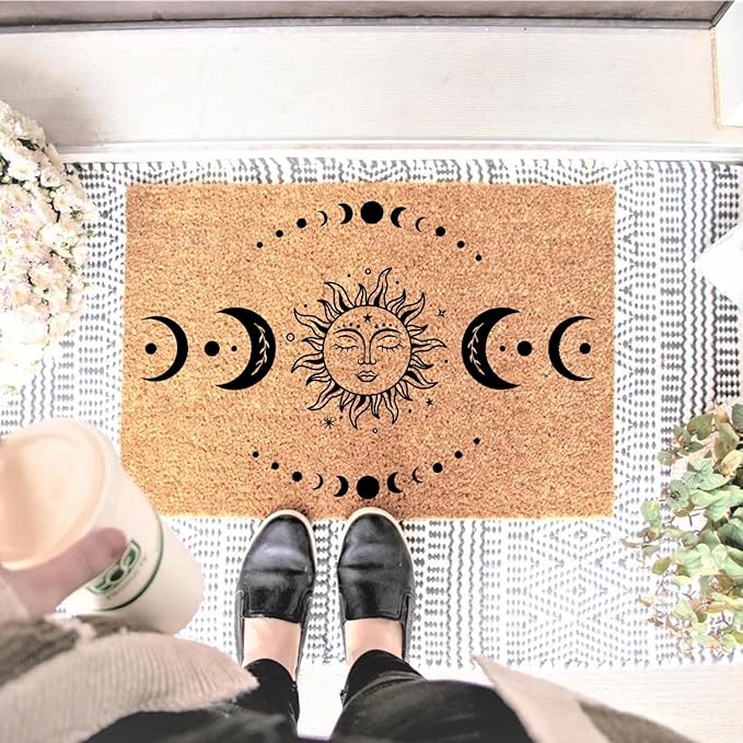 Funny Coir Doormat Sun and Moon Phase Magic Moon Door Mats - Image 2