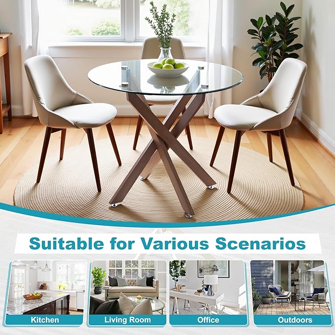 Dining Table for 4 Modern Round Dining Table 35.43" Kitchen & Dining Room Tables - Image 7